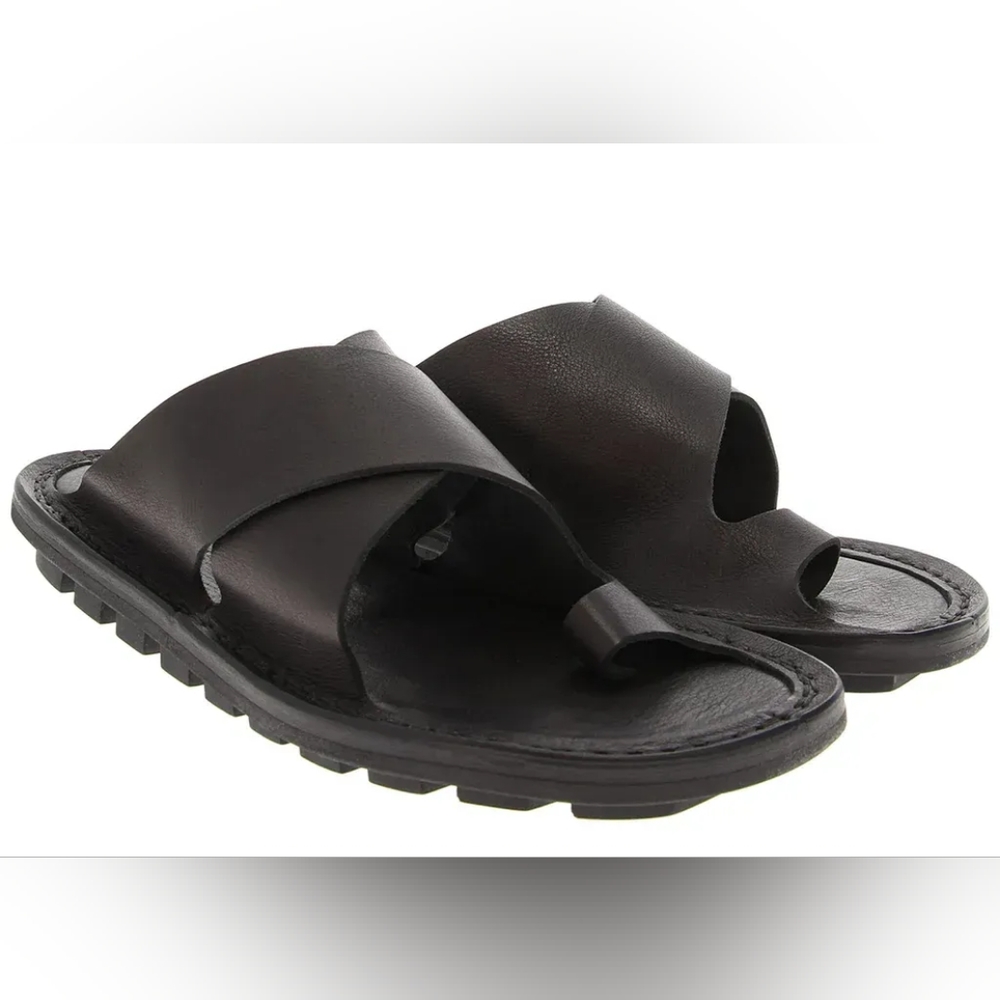 Trippen Leather Sandals Thong Mule Black